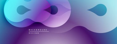 Soyut sıvı şekiller, canlı mor, mavi renkler. Modern tasarım, pürüzsüz eğimler, dinamik kompozisyon. Projeler için arkaplan ögesi.