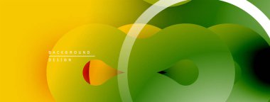 Soyut gradyan şekiller çakışıyor. Yeşile sarı geçişler, dinamik görsel etki yaratıyor. Arka planlar için modern tasarım ögesi.