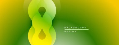 Soyut, canlı, sarı, yeşil gradyan. Dairesel şekiller sekiz şekli oluşturur. Metin elementli minimalist arkaplan.