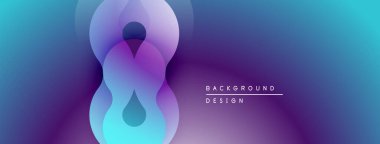 Soyut akışkan şekiller harmanlanarak, canlı bir arkaplan oluşturur. Tasarımda havalı maviler, morlar, cyan renkleri var. Minimalist metin mevcut.