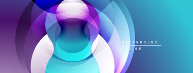Soyut akış şekilleri enerjik ve dinamik bir arkaplan yaratır. Mor, mavi renkler kusursuz bir şekilde harmanlanarak dairesel desenler oluşturuyor. Modern tasarım ögesi.
