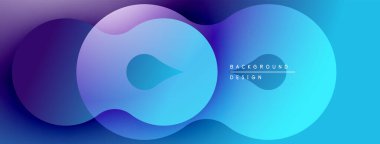 Soyut sıvı şekilleri örtüşüyor, canlı mor, mavi bir eğim yaratıyor. Arkaplan ve sunumlar için modern tasarım ögesi.