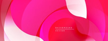 Soyut sıvı şekiller, pembe renkler baskın gelir. Üst üste binen katmanlar dinamik görsel efekt yaratır. Arka planlar için modern tasarım ögesi.