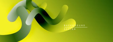 Soyut sarı, yeşil eğimli dalgalar. Arka planlar, sunumlar, dijital sanat için modern tasarım öğesi. Düz şekiller dinamik görsel akış yaratır.