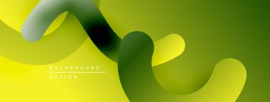 Soyut sarı, yeşil şekiller örtüşüyor. Modern tasarım pürüzsüz eğimlere ve dinamik bileşimlere sahiptir. Arkaplanda akıcılık ve enerji var..