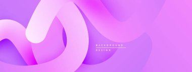 Soyut akışkan kurdeleler, mor renkler, pürüzsüz eğimler. Arkaplan, sunum ve dijital sanat için modern tasarım ögesi.
