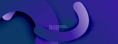 Soyut mavi arkaplan katmanlı şekiller. Düz kıvrımlar derinlik yaratır, modern tasarım. Minimalist estetik, dijital projeler için uygun.
