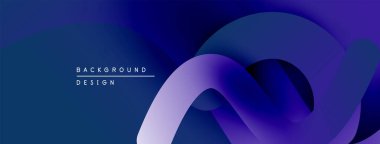 Soyut akışkan şekiller, mavi eğimler, modern tasarım. Arkaplanda metin arkaplan tasarımı var. Minimalist estetik, canlı renkler sunar.