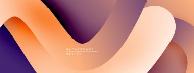 Soyut sıvı şekilleri üst üste binerek sıcak renk değişimleri yaratır. Tasarım turuncu, mor, şeftali tonları içeriyor. Minimalist arkaplan ögesi.
