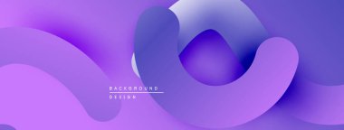 Soyut sıvı şekiller, mor renkler, modern tasarım. Gradyan arka plan dinamik görsel efekt yaratır. Minimalist estetik.