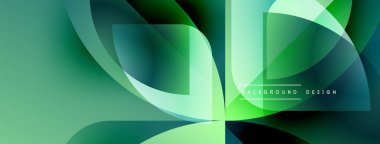 Soyut yeşil şekiller dinamik görsel efekt oluşturur. Yumuşak eğimler derinlik ve modern tasarım estetiğini akla getiriyor.