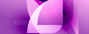 Soyut mor arkaplan. Üst üste binen şekiller dinamik görsel efekt yaratır. Modern tasarım elementleri pürüzsüz eğimler sunar.