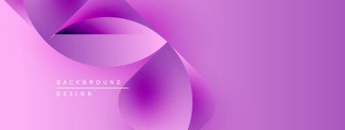 Soyut mor arkaplan. Üst üste binen şekiller dinamik görsel akış yaratır, modern tasarım elementleri mevcuttur. Yumuşak eğimler derinliği artırır.