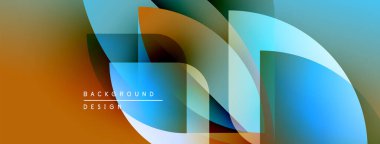 Soyut geometrik şekiller örtüşüyor, canlı renk eğimleri yaratıyor. Tasarım pürüzsüz geçişler ve modern estetik içeriyor. Arkaplan ögeleri dinamik bileşimi önerir.