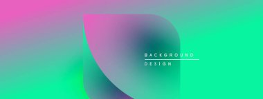 Canlı gradyan karışımı pembe, mor, turkuaz. Soyut şekil görsel ilgi katıyor. Minimalist metin arka plan tasarımı okur. Modern estetik.