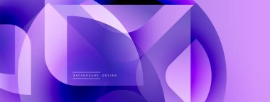 Soyut mor tasarım üst üste binen şeffaf şekiller. Gradyan renkler dinamik görsel efekt yaratır. Dijital projeler için modern arkaplan.