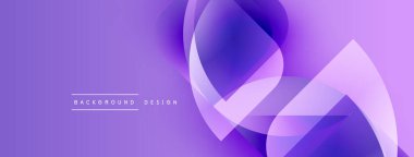 Soyut mor arkaplan. Üst üste binen katmanlar dinamik akış şekilleri, modern tasarım unsurları yaratır. İnce gradyanlar derinlik ekler.