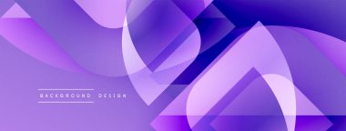 Soyut mor arkaplan. Üst üste binen şekiller dinamik akış, modern tasarım yaratır. Yumuşak eğimler, zarif kompozisyon.
