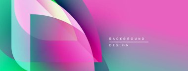 Soyut gradyanlar harmanlanarak dinamik şekiller oluştururlar. Pembe, deniz mavisi renkleri kompozisyona hakim. Arka planlar için modern tasarım ögesi.