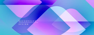 Soyut geometrik şekiller çakışıyor. Renk mavisi, mor, pembe ekran, görsel efekt. Modern tasarım ögesi.