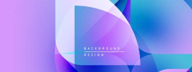 Soyut gradyanlar mor, mavi renkleri harmanlarlar. Üst üste binen şekiller dinamik görsel doku yaratır. Arka planlar için modern tasarım ögesi.