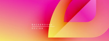 Canlı gradyan arka plan tasarımı. Pembe, sarı renkler düzgün bir şekilde harmanlanır. Modern soyut şekiller dinamik görsel efekt yaratır.