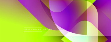 Soyut enerjik tasarım. Üst üste binen şekiller dinamik değişim etkisi yaratır. Sarı, mor renkler kompozisyona hakim. Modern estetik.