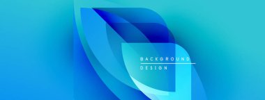 Soyut mavi tasarım. Katmanlı şekiller dinamik görsel efektler yaratır. Metin arka plan tasarımı okur. Modern, temiz estetik.