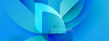 Soyut mavi tasarım. Üst üste binen katmanlar dinamik görsel efekt yaratır. Arkaplan için uygun modern, şık bir sunum.