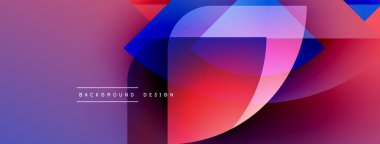 Soyut sıvı şekilleri örtüşür, canlı mor, mavi ve kırmızı renkler yaratır. Modern tasarım elementleri dinamik hareketi, pürüzsüz geçişleri önerir.