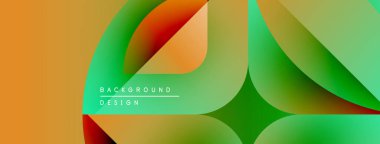 Soyut sıvı şekilleri örtüşür, canlı turuncu, yeşil gradyanlar yaratır. Arkaplan ve sunumlar için modern tasarım ögesi.