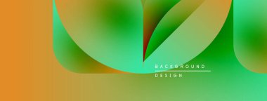 Soyut gradyanlar harmanlanarak sıvı şekiller oluşturur. Turuncu, yeşil renkler tasarıma hakim, modern görsel etki yaratıyor. Metin arkaplan tasarımı okur.