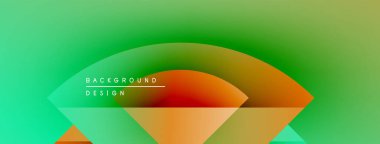 Soyut eğim arkaplanı. Yeşil, turuncu renkler düzgün bir şekilde harmanlanır. Geometrik şekiller görsel ilgi yaratıyor. Modern tasarım ögesi.