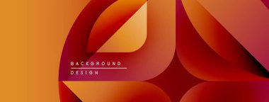 Soyut geometrik şekiller, sıcak renk eğimleri. Modern tasarım elementleri dinamik görsel doku oluşturur. Arkaplan özellikleri katmanlı biçimler.