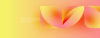 Soyut gradyan tasarımı. Sarı, turuncu renkler düzgün bir şekilde harmanlanır. Üst üste binen şekiller dinamik görsel efekt yaratır. Modern, temiz estetik.
