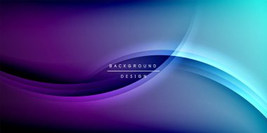 Soyut arkaplan dalgalı kıvrımlar, canlı mor, mavi renkler. Pürüzsüz gradyanlar dinamik görsel efekt yaratır. Modern tasarım ögesi.