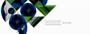 Soyut geometrik şekiller, mavi, yeşil, beyaz. Modern tasarım elementleri dinamik bileşim yaratır. Minimalist stil, temiz hatlar.