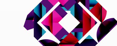 Soyut geometrik bileşim. Canlı renkler kesişiyor, dinamik görsel etki yaratıyor. Şekiller örtüşüyor, karmaşık desenler oluşturuyor. Modern tasarım.