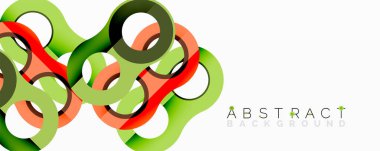 Soyut tasarım özellikleri üst üste binen renkli daireler. Yeşil, turuncu, kırmızı renkler modern görsel efektler yaratır. Basit arkaplan.