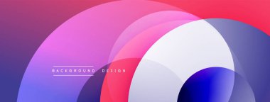 Soyut renkli çemberler örtüşüyor ve canlı bir gradyan arkaplan oluşturuyor. Modern tasarım elementleri teknoloji ve yenilik öneriyor.