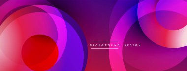 Soyut daireler örtüşüyor, canlı pembeler, morlar, kırmızılar yaratıyor. Modern tasarım enerjik ve dinamik hissettiriyor. Arkaplan metni arkaplan tasarımı okur.