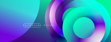 Soyut gradyan katmanlar dinamik görsel efekt yaratır. Canlı renkler harmanlanır, dairesel şekiller oluşturulur, modern tasarım ögesi.