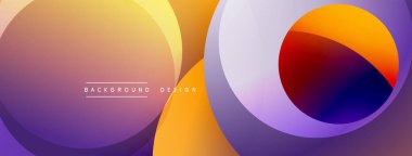 Soyut renkli daireler çakışıyor, dinamik eğimli arkaplan oluşturuyor. Modern tasarım öğeleri akıcılık, sıcaklık ve yenilik önerir.