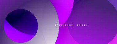 Soyut mor tasarım, üst üste binen daireler, gradyanlar. Modern estetik, arka planlar ve sunumlar için uygun. Minimalist stil.