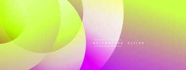 Soyut, enerjik bir arkaplan. Üst üste binen daireler dinamik değişim etkisi yaratır. Sarı, pembe, mor renkler kompozisyona hakim. Modern tasarım ögesi.