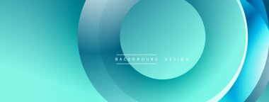 Soyut turkuaz arka plan katmanlı daireler. Pürüzsüz gradyanlar modern, dinamik görsel efekt yaratır. Çeşitli projeler için minimalist tasarım.