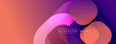 Soyut gradyanlar harmanlanarak üst üste binen çemberler oluşturur. Pembe, mor, turuncu renkler dinamik görsel efekt yaratır. Metin arkaplan tasarımı okur.