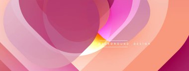 Soyut sıvı şekiller, pembeler, portakallar modern arka plan oluşturur. Üst üste binen katmanlar derinlik ve yumuşak eğimlerin görsel uyum oluşturduğunu gösteriyor..