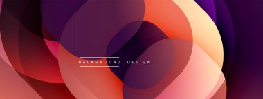 Soyut renkli çakışan daireler dinamik arkaplan oluşturur. Gradyan gölgeler harmanlanır, modern tasarım ögesi oluşturulur.
