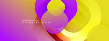 Soyut renkli şekiller örtüşür ve dinamik bir arkaplan oluşturur. Modern tasarım elementleri akıcılık, enerji ve yenilik önerir.